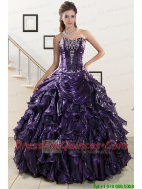 2015 Exquisite Sweetheart Purple Quinceanera Dresses with Appliques