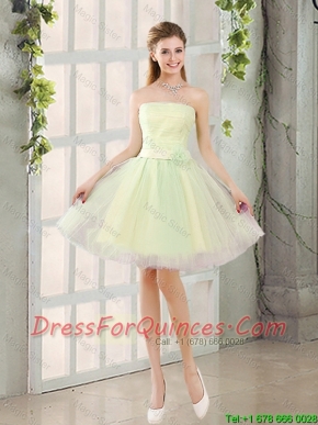 Custom Made A Line Strapless Tulle Prom Dresses with Belt
