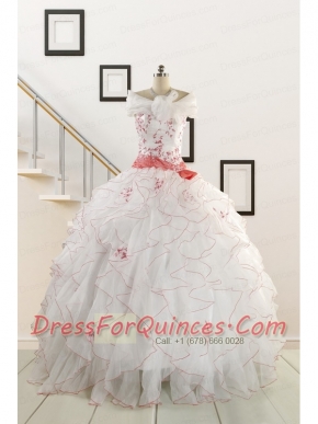 2015 Pretty Quinceanera Dresses with Appliques and Belt