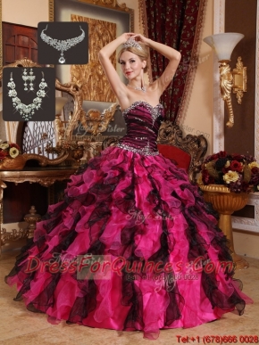 2016 Pretty Beading and Ruffles Sweetheart Quinceanera Gowns