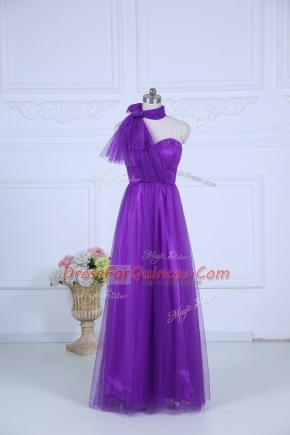 Halter Top Sleeveless Zipper Damas Dress Eggplant Purple Tulle