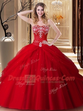 Deluxe Sleeveless Lace Up Floor Length Embroidery 15 Quinceanera Dress