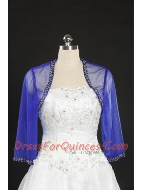 2015 Long Sleeves Blue Wraps with Beading