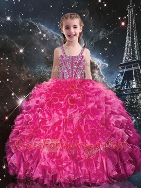 Hot Sale Straps Adorable Little Girl Pageant Dresses with Beading and Ruffles