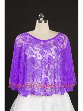 2015 Eggplant Purple Hot Sale Lace Wraps with Beading