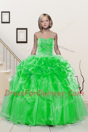 Customized Toddler Flower Girl Dress Party and Wedding Party and For with Beading and Pick Ups Sweetheart Sleeveless Lace Up