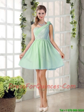 Perfect A Line One Shoulder Lace Prom Dresses Flowers