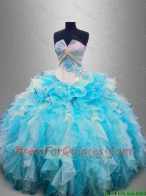 Discount Strapless Beading and Ruffles Quinceanera Gowns in Organza