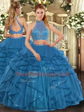 Sleeveless Beading and Ruffled Layers Criss Cross 15 Quinceanera Dress