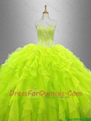 Yellow Green Discount Quinceanera Dresses with Ruffles