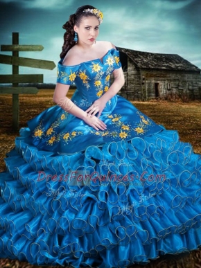 Top Selling Sleeveless Embroidery and Ruffles Lace Up Sweet 16 Quinceanera Dress