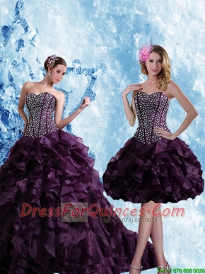 Elegant Sweetheart Burgundy Quinceanera Dress with Ruffles and Beading