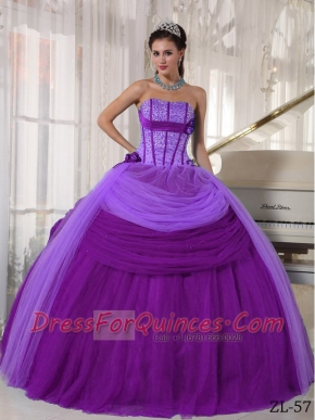 Elegant Ball Gown Strapless Floor-length Tulle Beading Quinceanera Dress