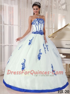 Colourful Strapless With Appliques Classical Quinceanera Dresses For Girls