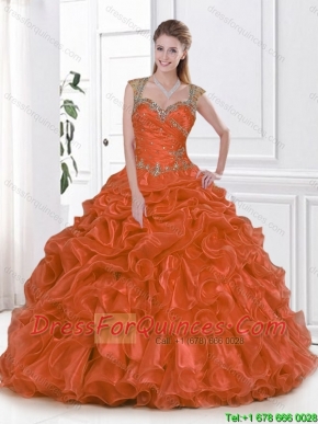 The Super Hot Beading and Pick Ups Rust Red Quinceanera Dresses