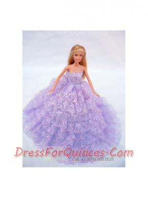 The Most Amazing Lilac Dress With Lace and Ruffles Made to Fit the Barbie Doll