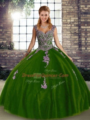Sleeveless Beading and Appliques Lace Up Quinceanera Gown