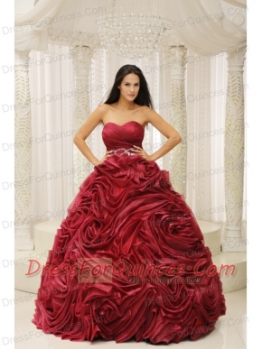 Quinceanera Dress With Sweetheart Neckline Beaded Decorate Waist Hand Made Flower A-line Formal Evening