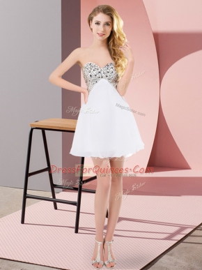 Custom Fit White Homecoming Dress Prom and Party with Beading Sweetheart Sleeveless Lace Up