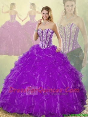Popular Beading Purple Detachable Quinceanera Gowns with Sweetheart