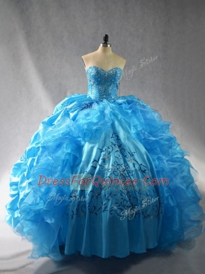 Attractive Floor Length Ball Gowns Sleeveless Baby Blue Sweet 16 Quinceanera Dress Lace Up