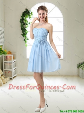 Perfect Strapless Dama Dresses with Hand Made Flowers
