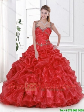 Exquisite Beading and Ruffles Quinceanera Dresses in Red for 2016