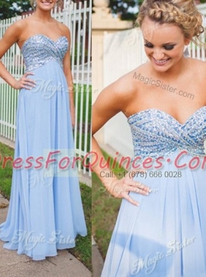 Graceful Sleeveless Backless Floor Length Beading Prom Gown