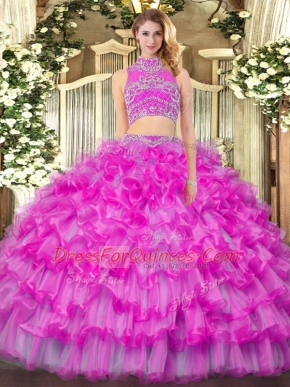 Lilac Sleeveless Tulle Backless Sweet 16 Quinceanera Dress for Military Ball and Sweet 16 and Quinceanera