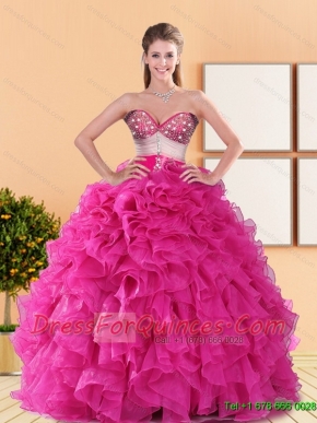 2015 Custom Made Sweetheart Quinceanera Dresses with Beading and Ruffles