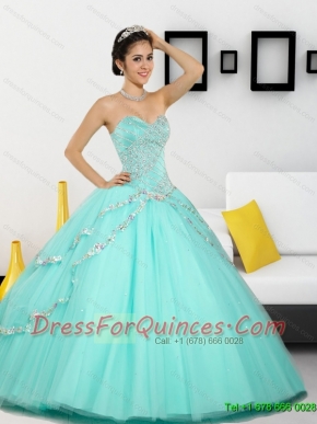 2015 The SCustom Made Beading Sweetheart Quinceanera Dresses in Apple Green