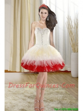 2015 Spring Fashionable Beading Short Prom Dresses with Sweetheart