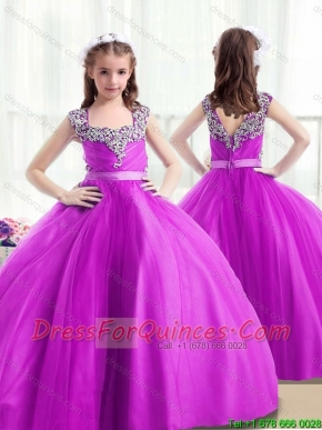 Popular Beading Mini Quinceanera Gowns in Fuchsia for 2016