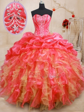 Floor Length Red Quinceanera Dresses Sweetheart Sleeveless Lace Up