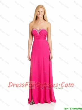 Pretty Empire Sweetheart Prom Dresses with Brush Train in Hot Pink