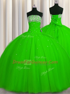 Sexy Big Puffy Lace Up Quinceanera Dresses Beading and Sequins Sleeveless Floor Length