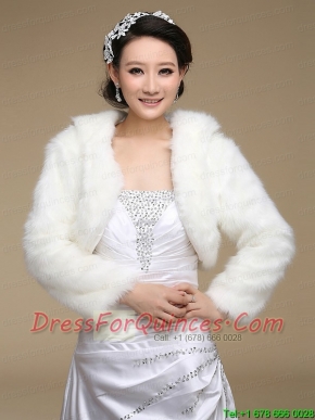 2015 White Rabbit Fur Shawls with Long Sleeves