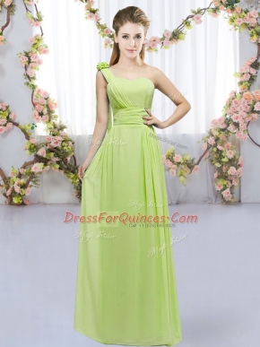 Floor Length Empire Sleeveless Yellow Green Court Dresses for Sweet 16 Lace Up