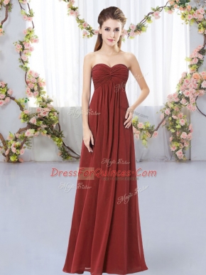 Sleeveless Zipper Floor Length Ruching Damas Dress