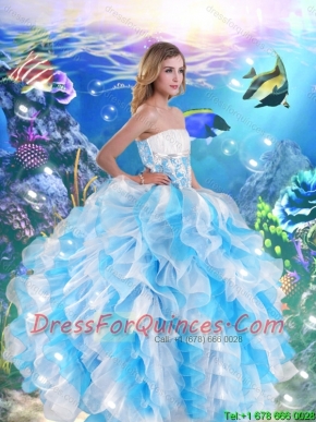 2016 Luxurious Strapless Quinceanera Dresses with Beading and Ruffles