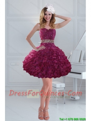 Fashionable Beaded Strapless Ruffled Dama Dresses for 2015