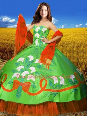 High Quality Sleeveless Lace Up Floor Length Embroidery Ball Gown Prom Dress
