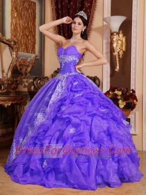 2014 Purple Ball Gown Sleeveless Organza Beading Cheap Quinceanera Dresses
