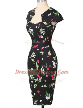 High Class Multi-color Zipper Homecoming Dress Pattern Cap Sleeves Knee Length