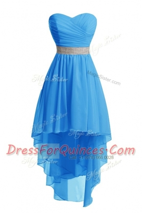 Captivating Sweetheart Sleeveless Lace Up Prom Gown Baby Blue Organza