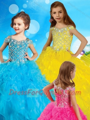 Exclusive Spaghetti Straps Adorable Little Girl Pageant Dress with Beading and Ruffles