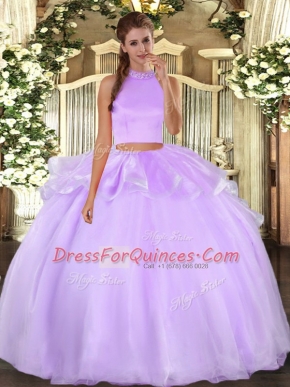 Organza Sleeveless Floor Length Quinceanera Gown and Beading