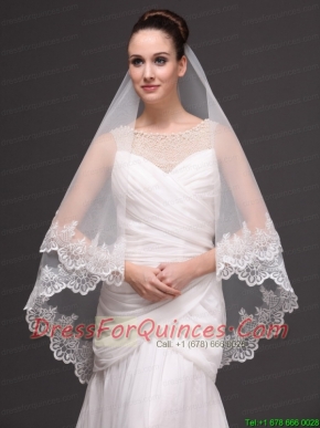 Two-tier Tulle With Lace Appliques Bridal Veil