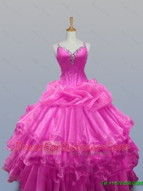 Perfect Straps Custom Made Quinceanera Dresses with Beading and Ruffled Layers for 2015