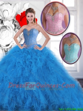 Cheap Beading Sweetheart Quinceanera Dresses in Blue